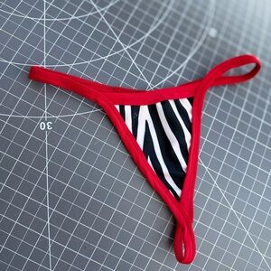 Red and Black Zebra Print Bikini Bottom